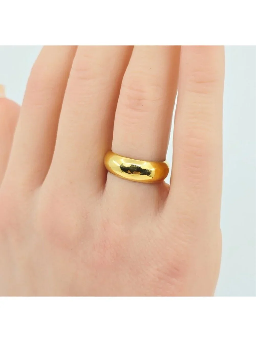 Unique 23K Karat Solid Yellow Gold Designer Polished Wedding Band Ring - Size 6